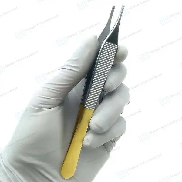 T/C Adson Brown Forceps 4.75″ 9×9 Teeth Gold Handle - surgical instruments manufactured by Waqar International, Sialkot - view 7