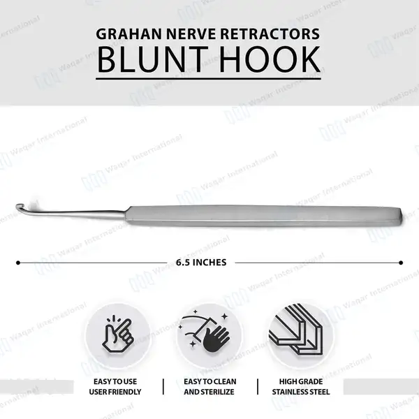 Graham Nerve Hook Blunt 6mm Deep 6.5″ Neurosurgical Instruments - surgical instruments manufactured by Waqar International, Sialkot - view 3