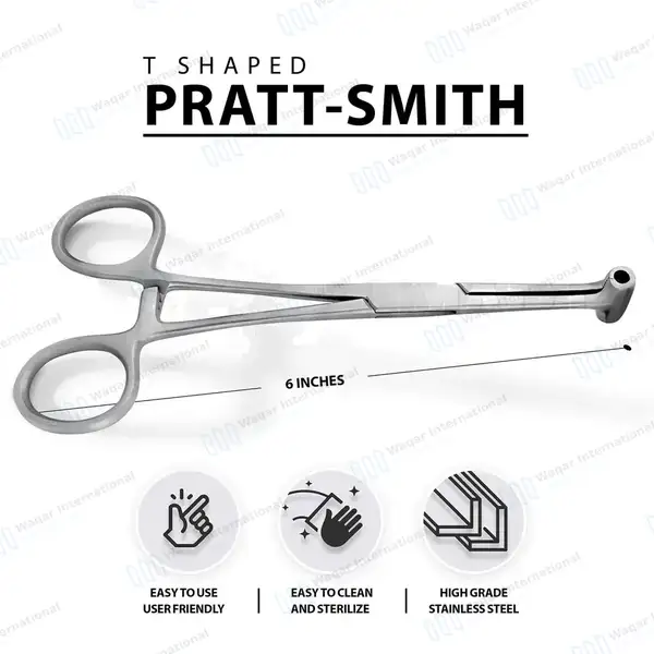 10 Pcs Pratt Smith Hemostatic Forceps 6″ T-shaped Jaws with Delicate Serration - surgical instruments manufactured by Waqar International, Sialkot - view 3
