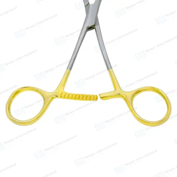 2 Pcs Bone Reduction Forceps Set 5.5″ Curved Pointed Tip Gold Handle - orthopedic instruments manufactured by Waqar International, Sialkot - view 6