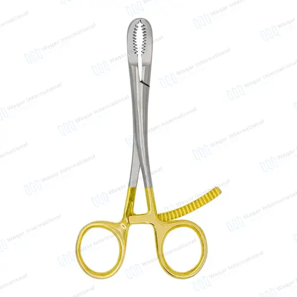Bone Reduction Forceps 5½” Curved Deep Serrated Jaws – Gold Handle - orthopedic instruments manufactured by Waqar International, Sialkot - view 2