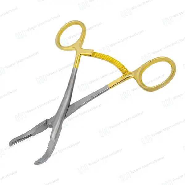Bone Reduction Forceps 5½” Curved Deep Serrated Jaws – Gold Handle - orthopedic instruments manufactured by Waqar International, Sialkot - view 8