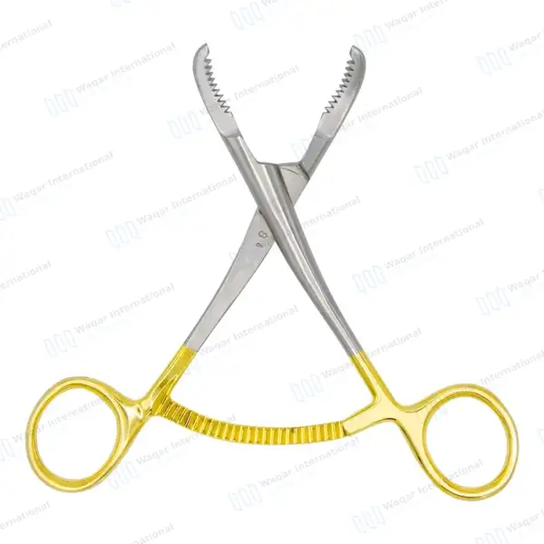 5 Bone Reduction Forceps 5½” Curved Serrated Jaws – Gold Handle - orthopedic instruments manufactured by Waqar International, Sialkot - view 6