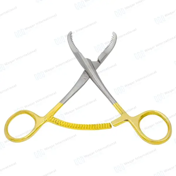 10 Bone Reduction Forceps 5½” Curved Serrated Jaws – Gold Handle - orthopedic instruments manufactured by Waqar International, Sialkot - view 7
