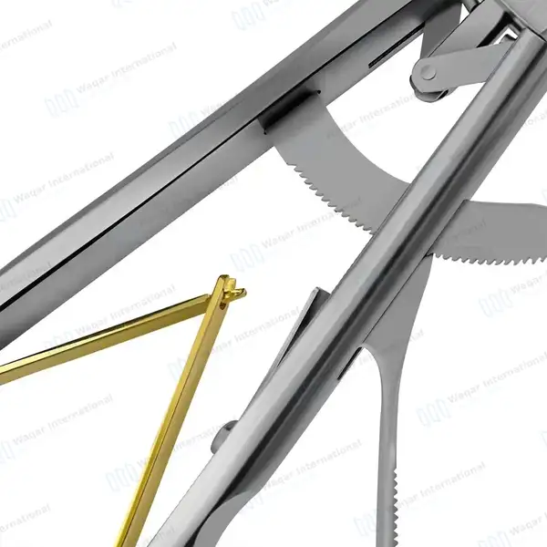 Laparoscopic Needle Holder 5x330mm Straight Jaws V-Shaped Gold Handle - surgical instruments manufactured by Waqar International, Sialkot - view 7