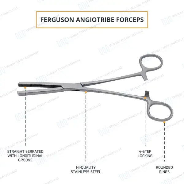 Ferguson Angiotribe Forceps 6.5″ Straight Serrated Jaws - surgical instruments manufactured by Waqar International, Sialkot - view 4