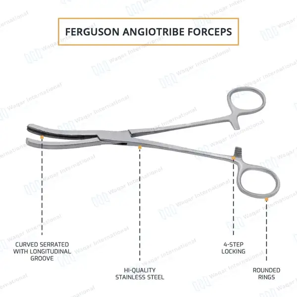 Ferguson Angiotribe Forceps 6.5″ Curved Serrated Jaws - surgical instruments manufactured by Waqar International, Sialkot - view 4
