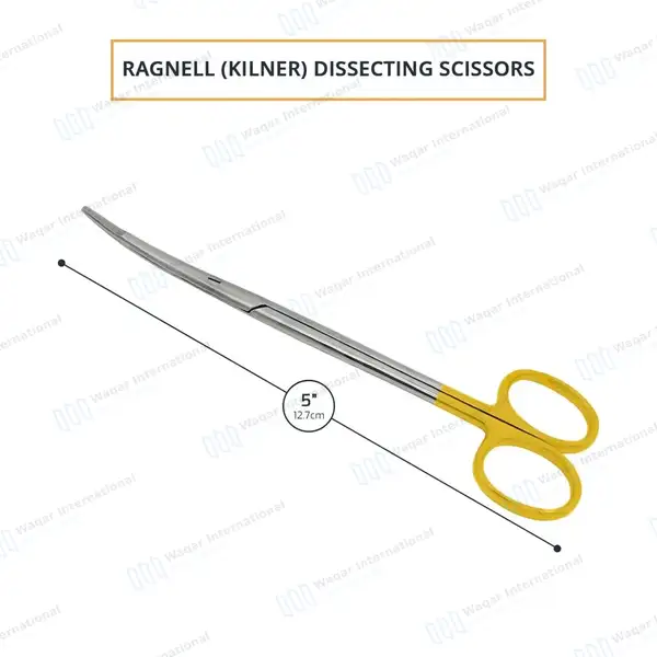 T/C Ragnell Kilner Dissecting Scissor 5″ Flat Curved Blade - surgical instruments manufactured by Waqar International, Sialkot - view 3