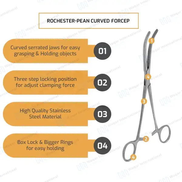 3 Pcs Pean Hemostat Set 6″, 8″, 10″ – Curved - surgical instruments manufactured by Waqar International, Sialkot - view 4