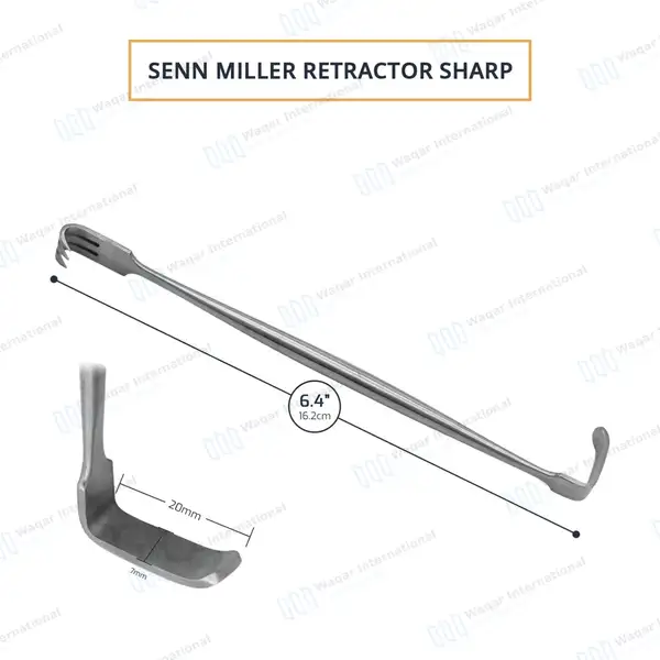 2 Senn Miller Retractor 6 3/8″ Sharp & Blunt Prongs - surgical instruments manufactured by Waqar International, Sialkot - view 5