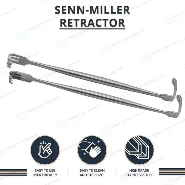 2 Senn Miller Retractor 6 3/8″ Sharp & Blunt Prongs - surgical instruments manufactured by Waqar International, Sialkot - view 7