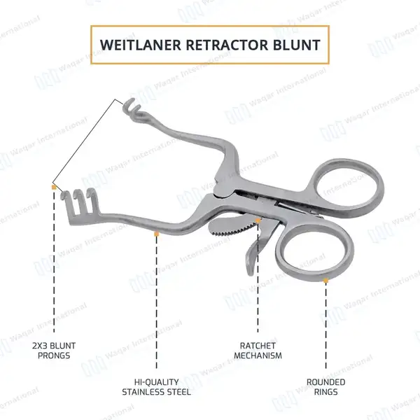 Weitlaner Retractor 4.5″ 2×3 Prongs Blunt - surgical instruments manufactured by Waqar International, Sialkot - view 4