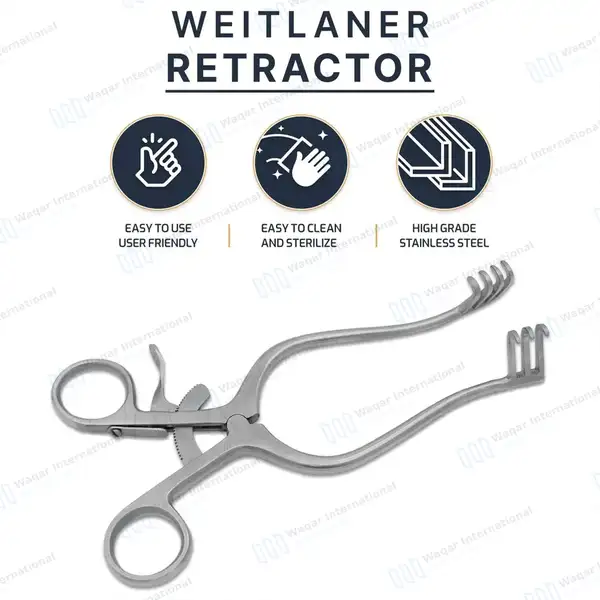 Weitlaner Retractor 6.5″ 3×4 Prongs Blunt - surgical instruments manufactured by Waqar International, Sialkot - view 10