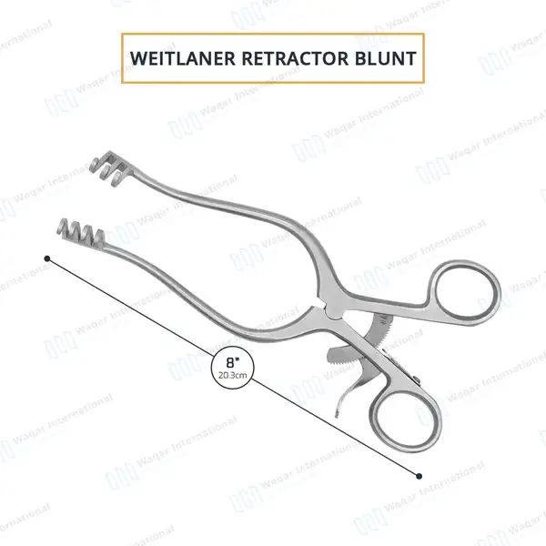 Weitlaner Retractor 8″ 3×4 Prongs Blunt - surgical instruments manufactured by Waqar International, Sialkot - view 3