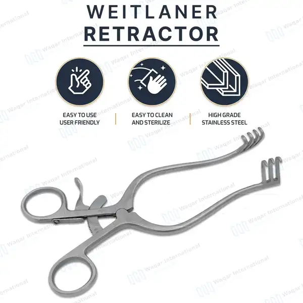 Weitlaner Retractor 8″ 3×4 Prongs Blunt - surgical instruments manufactured by Waqar International, Sialkot - view 10