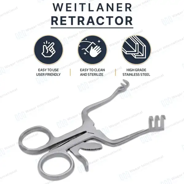 Weitlaner Retractor 2X3 Prong Sharp 4.5″ - surgical instruments manufactured by Waqar International, Sialkot - view 9
