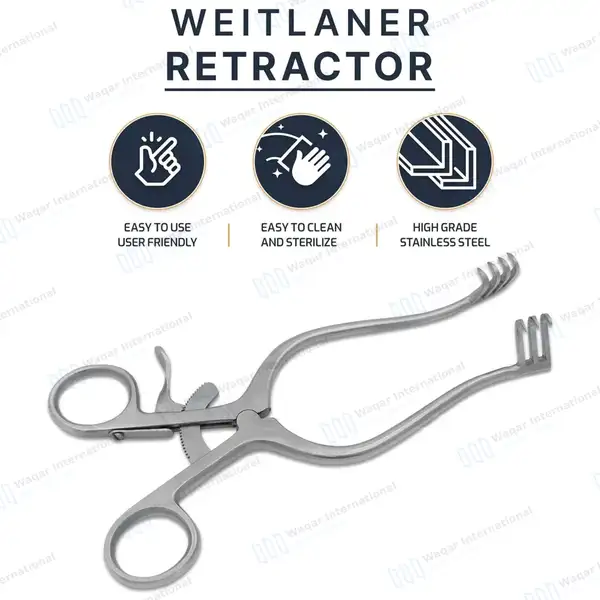 Weitlaner Retractor 3X4 Prong Sharp 5.5″ - surgical instruments manufactured by Waqar International, Sialkot - view 10