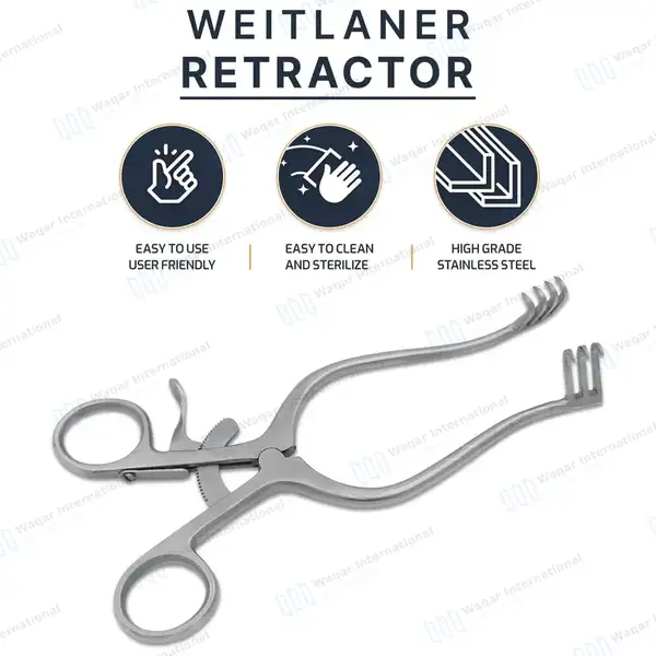 Weitlaner Retractor 3X4 Prong Sharp 6.5″ - surgical instruments manufactured by Waqar International, Sialkot - view 10