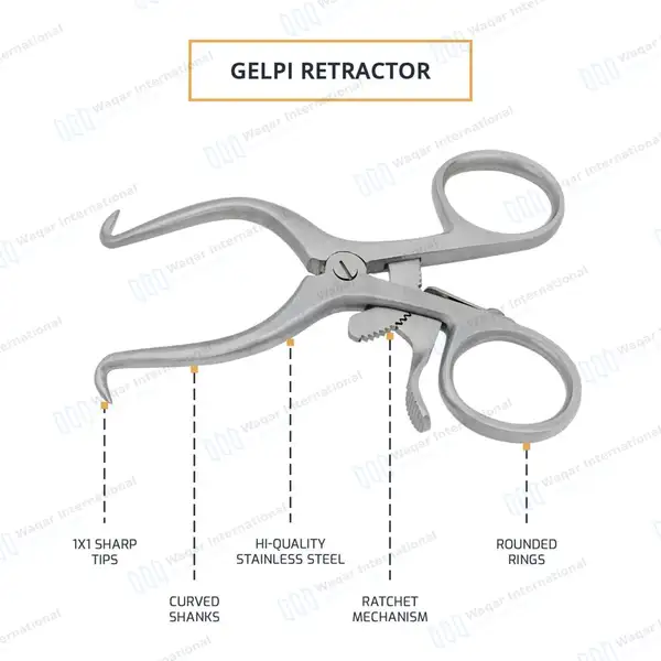 Gelpi Retractor 3.5″ Sharp Tips with Grip Lock - surgical instruments manufactured by Waqar International, Sialkot - view 3