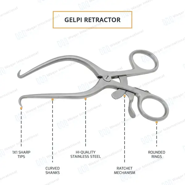 Gelpi Retractor 5.5″ Sharp Tips with Grip Lock - surgical instruments manufactured by Waqar International, Sialkot - view 3