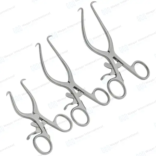 3 Pcs Gelpi Retractor Set 3.5″, 5.5″ 7″ Sharp Tips with Grip Lock - surgical instruments manufactured by Waqar International, Sialkot - view 2