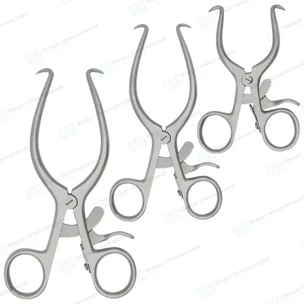 3 Pcs Gelpi Retractor Set 3.5″, 5.5″ 7″ Sharp Tips with Grip Lock - surgical instruments manufactured by Waqar International, Sialkot - view 3