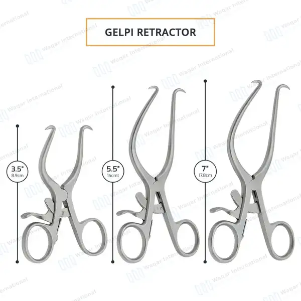 3 Pcs Gelpi Retractor Set 3.5″, 5.5″ 7″ Sharp Tips with Grip Lock - surgical instruments manufactured by Waqar International, Sialkot - view 4