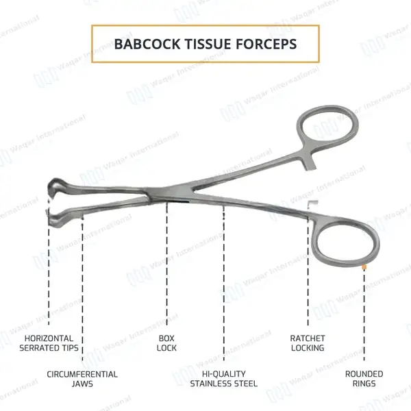 Babcock Intestinal Forceps 6.25″ with 9mm Jaws - surgical instruments manufactured by Waqar International, Sialkot - view 4