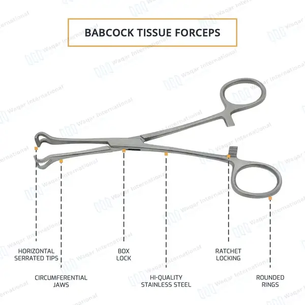Babcock Intestinal Forceps 8.25″ with 10mm Jaws - surgical instruments manufactured by Waqar International, Sialkot - view 3