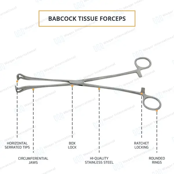 Babcock Intestinal Forceps 10″ with 15mm Jaws - surgical instruments manufactured by Waqar International, Sialkot - view 3