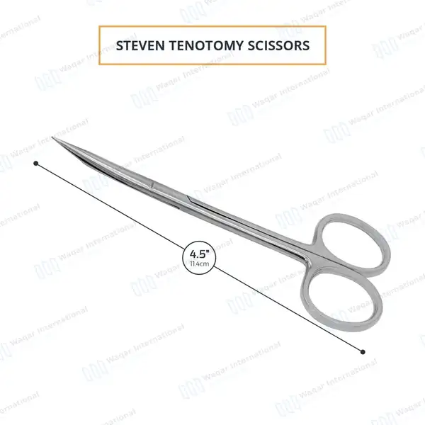 Stevens Tenotomy Scissor 4.5″ Curved Sharp Tips - surgical instruments manufactured by Waqar International, Sialkot - view 3