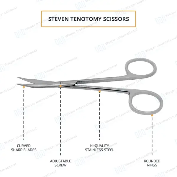 Stevens Tenotomy Scissor 4.5″ Curved Sharp Tips - surgical instruments manufactured by Waqar International, Sialkot - view 4