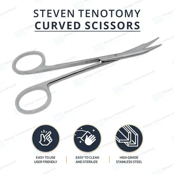 Stevens Tenotomy Scissor 4.5″ Curved Sharp Tips - surgical instruments manufactured by Waqar International, Sialkot - view 10