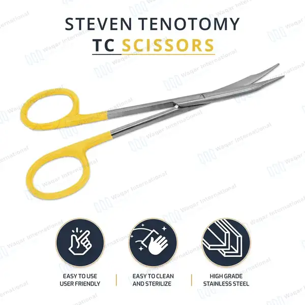 T/C Stevens Tenotomy Scissor 4.5″ Curved Sharp Tips - surgical instruments manufactured by Waqar International, Sialkot - view 10