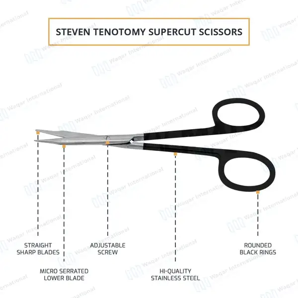 Supercut Stevens Tenotomy Scissors 3.5″ Straight - surgical instruments manufactured by Waqar International, Sialkot - view 4