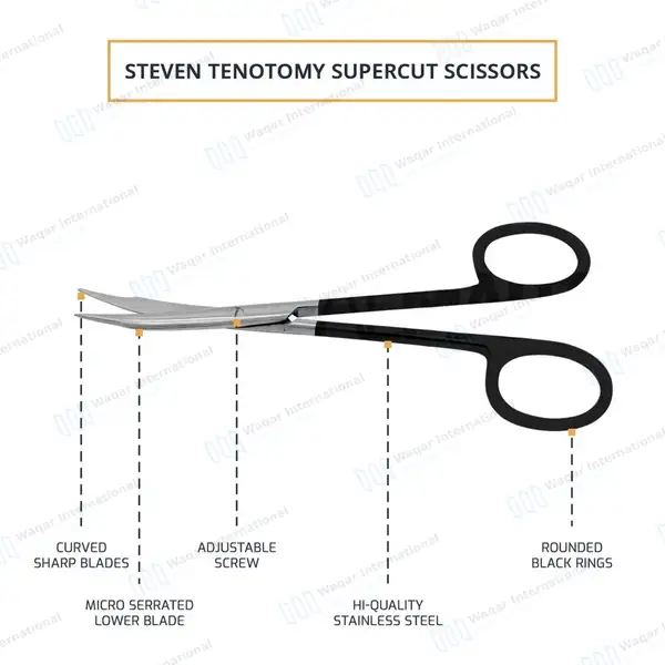 Supercut Stevens Tenotomy Scissors 3.5″ Curved - surgical instruments manufactured by Waqar International, Sialkot - view 4
