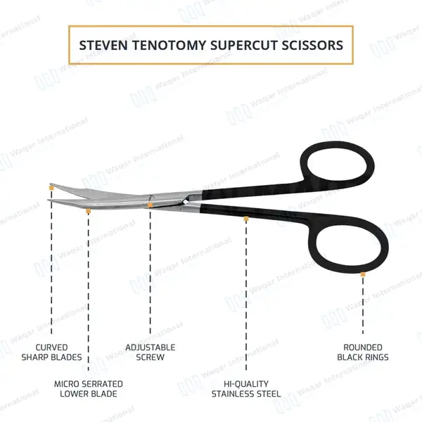 Supercut Stevens Tenotomy Scissors 4.5″ Curved - surgical instruments manufactured by Waqar International, Sialkot - view 4