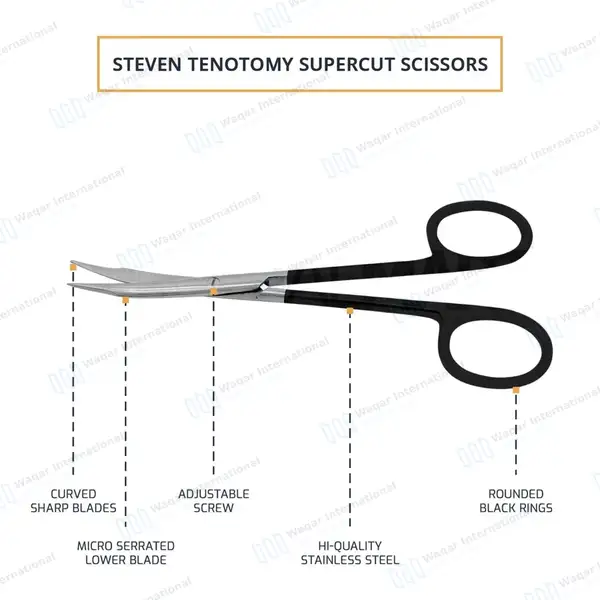 Supercut Stevens Tenotomy Scissors 5″ Curved - surgical instruments manufactured by Waqar International, Sialkot - view 4