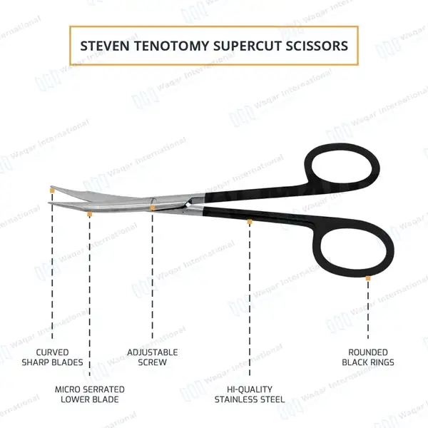 Supercut Stevens Tenotomy Scissors 5.5″ Curved - surgical instruments manufactured by Waqar International, Sialkot - view 4