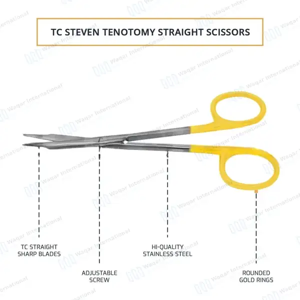T/C Stevens Tenotomy Scissor 4.5″ Straight Sharp Tips - surgical instruments manufactured by Waqar International, Sialkot - view 3