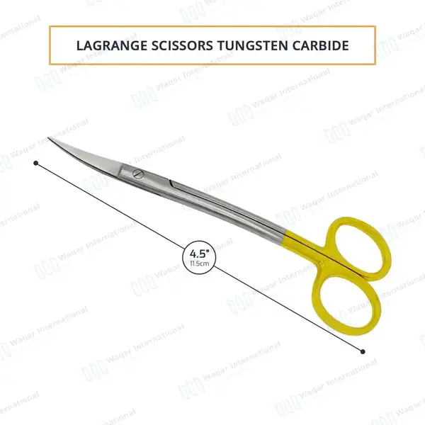 T/C La Grange Gum Scissor 4.5″ Extra Sharp Double Curved - surgical instruments manufactured by Waqar International, Sialkot - view 3