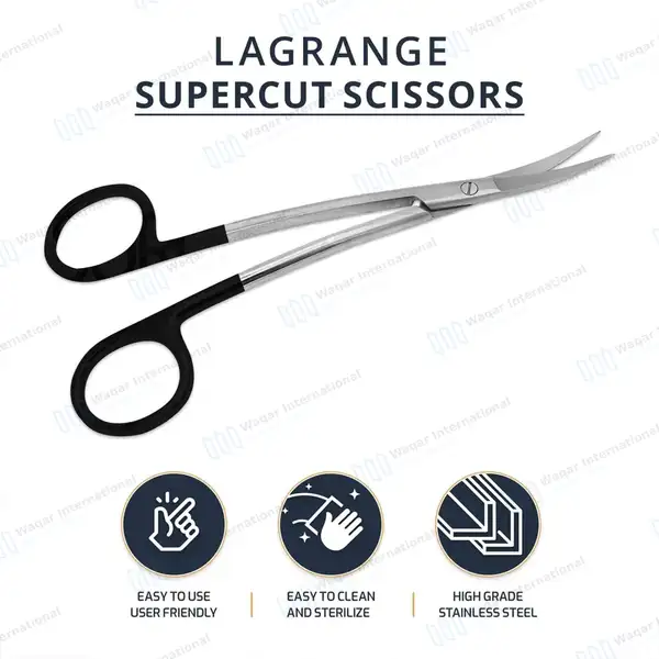 La Grange SuperCut Scissors 4.5″ Double Curved - surgical instruments manufactured by Waqar International, Sialkot - view 10
