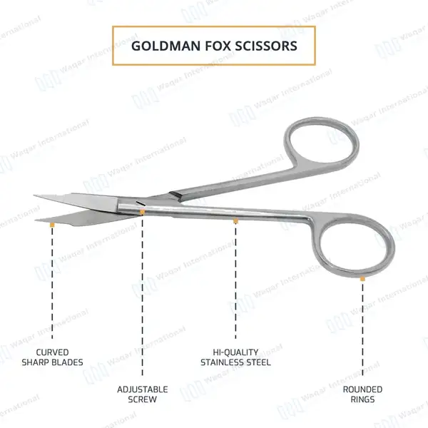 Goldman Fox Scissor 5″ Curved Dental Surgical Instrument - surgical instruments manufactured by Waqar International, Sialkot - view 4