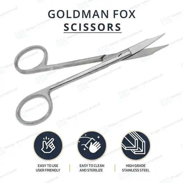 Goldman Fox Scissor 5″ Curved Dental Surgical Instrument - surgical instruments manufactured by Waqar International, Sialkot - view 10