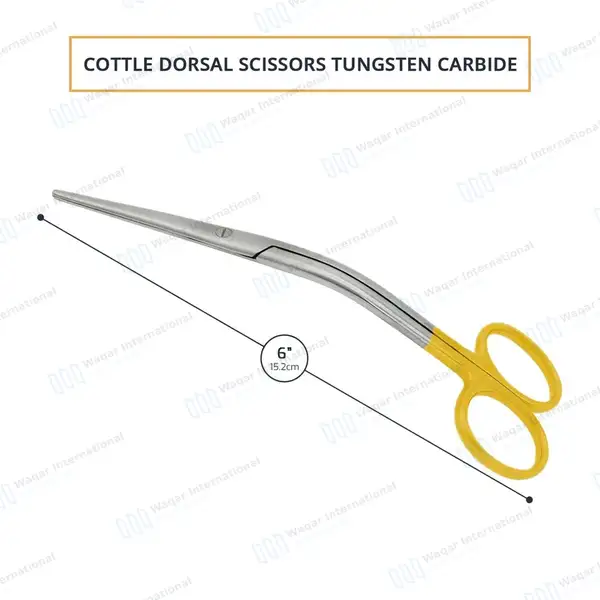 T/C Cottle Dorsal Scissors 6″ Angled Shanks with Gold Handle - surgical instruments manufactured by Waqar International, Sialkot - view 3