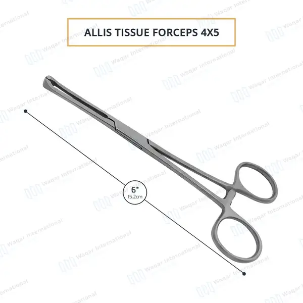 Allis Tissue Forceps 6″ 4×5 Teeth - surgical instruments manufactured by Waqar International, Sialkot - view 3