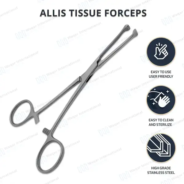 Allis Tissue Forceps 6″ 4×5 Teeth - surgical instruments manufactured by Waqar International, Sialkot - view 10