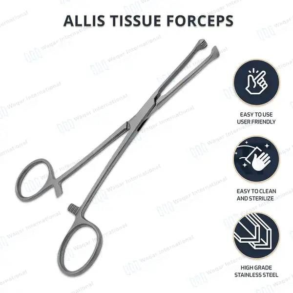 Allis Tissue Forceps 7″ 4×5 Teeth - surgical instruments manufactured by Waqar International, Sialkot - view 10