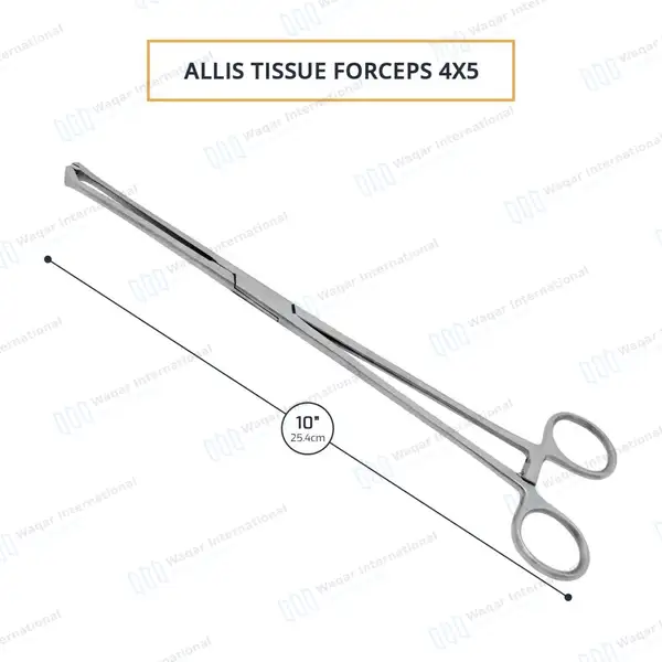 Allis Tissue Forceps 10″ 4×5 Teeth - surgical instruments manufactured by Waqar International, Sialkot - view 3