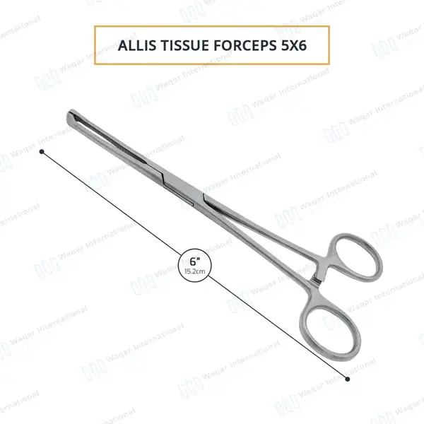 Allis Tissue Forceps 6″ 5×6 Teeth - surgical instruments manufactured by Waqar International, Sialkot - view 3